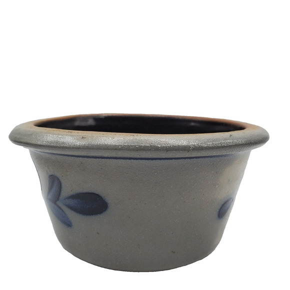 Rowe Blue Heart Pottery Bowl Salt Glaze Baking Dish Vintage 1989 Stoneware Dish - Picture 8 of 9